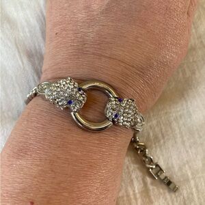 Blue Eyed Panther Jeweled Statement‎ Bracelet